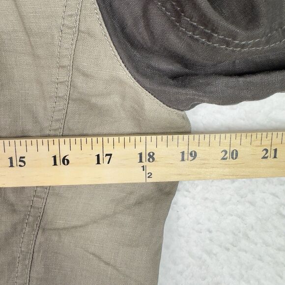 Eileen Fisher Coated Organic Linen Jacket Asymmetrical Zip Petite M Stone Moto - Picture 14 of 16